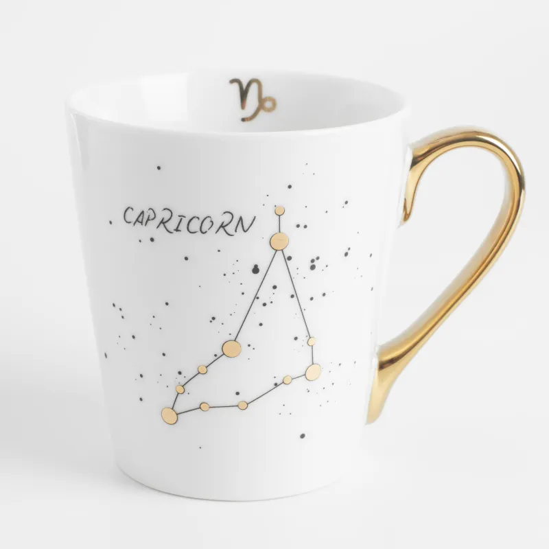 Кружка, 400 мл, фарфор N, молочно-золотистая, Козерог, Zodiac, image-0