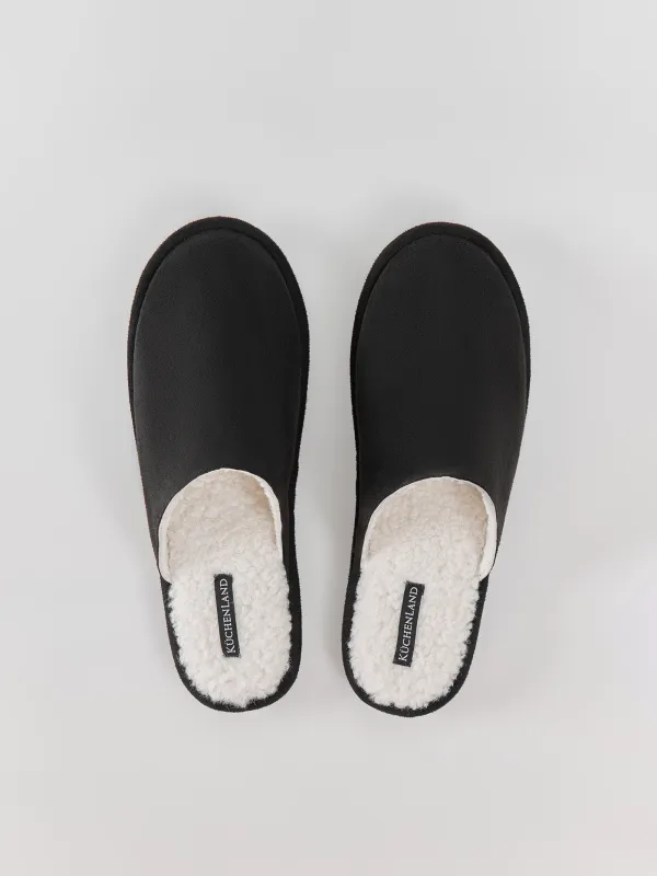 Тапочки мужские, домашние, вельвет/шерпа, черные, Statham, image-1