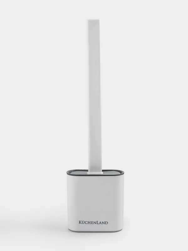 Ерш туалетный, 35 см, с подставкой, гибкий, резина/пластик, белый, Click, image-0