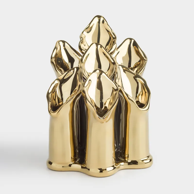 Ваза для цветов, 17 см, декоративная, керамика, золотистая, Стебли бамбука, Paradise island