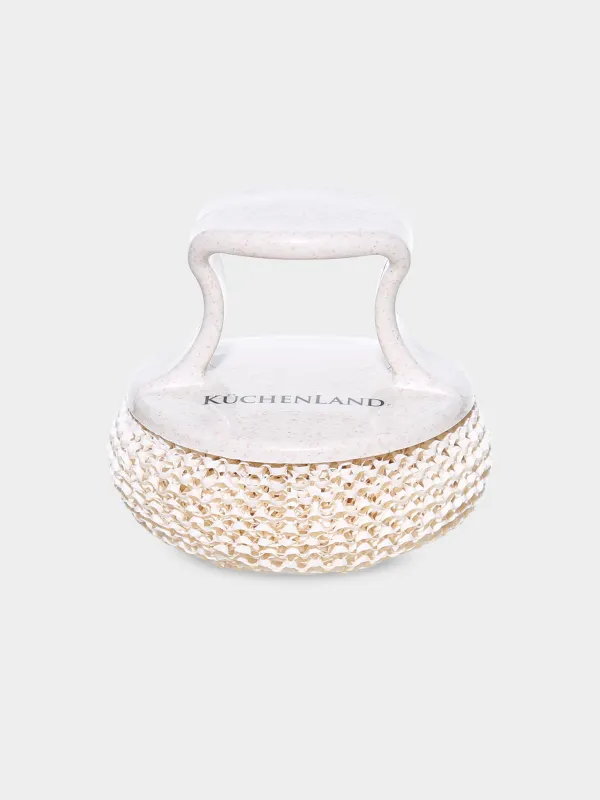 Губка для уборки, 8 см, с коротким держателем, растительное волокно/пластик, бежевая, Clean, image-0