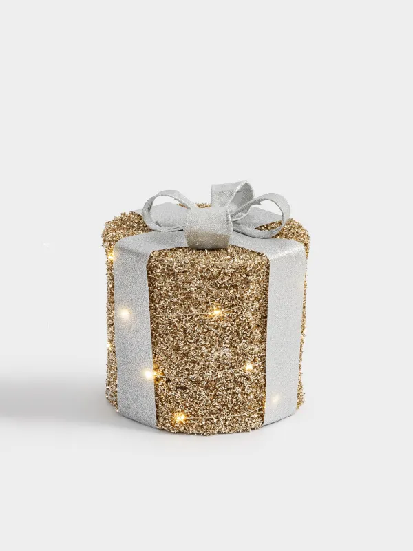 Статуэтка с подсветкой, 20 см, полиэстер/металл, круглая, шампань, Подарок, Frosty sparks, image-0