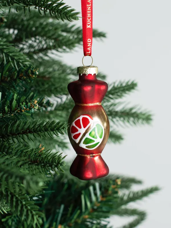 Игрушка елочная, 8 см, стекло, с блестками, красная, Конфета, Figure christmas, image-3