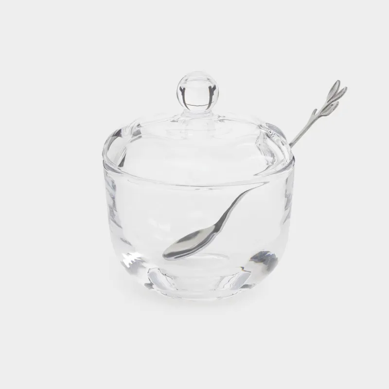 Сахарница, 11 см, 210 мл, с ложкой, стекло/сталь, Volo