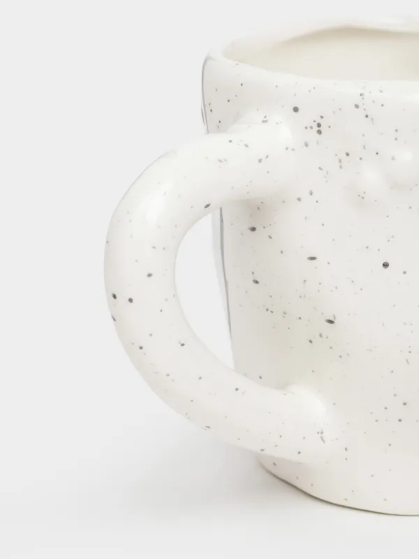Кружка, 330 мл, керамика, молочная, в крапинку, Вишни, Relief, image-2