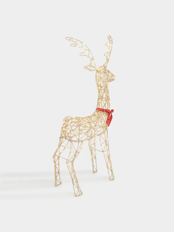 Статуэтка с подсветкой, 78х154 см, металл/пластик, золотистая, Олень, Deer sparks, image-1