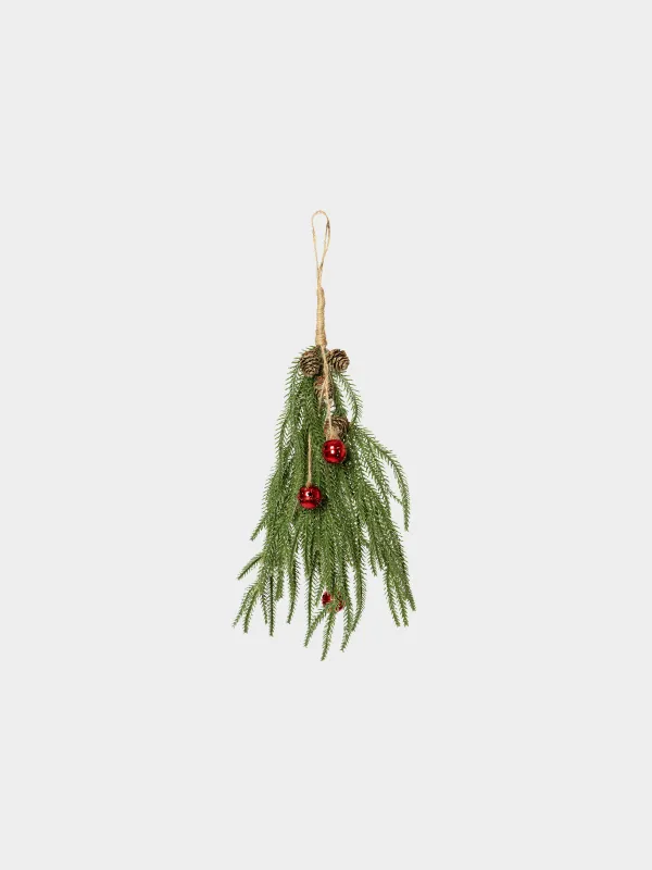 Композиция новогодняя, 49 см, подвесная, Ель с колокольчиками, Conifer decor, image-0