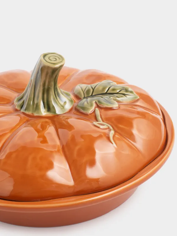 Форма для запекания, 27х13 см, 1,2 л, с крышкой, керамика, оранжевая, Тыква, Forest symphony, image-1