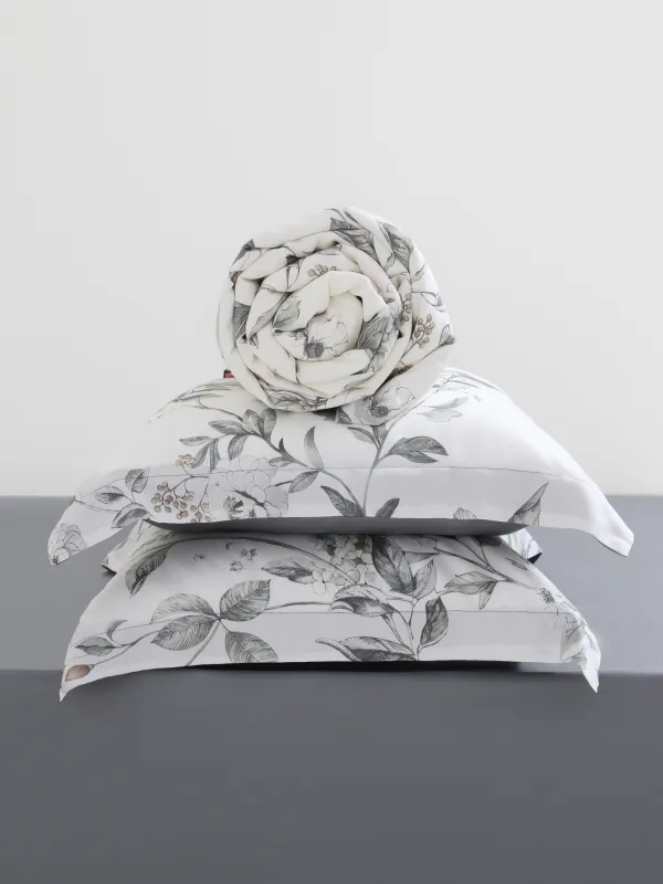 КПБ евро, тенсель 300 ТС, бело-серый, Цветы и ягоды, Tencel, image-6