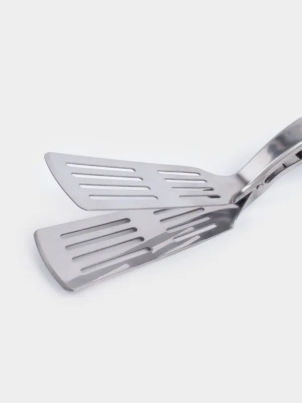 Лопатка-щипцы для барбекю, 40 см, с прорезями, сталь/дерево, BBQ, image-4