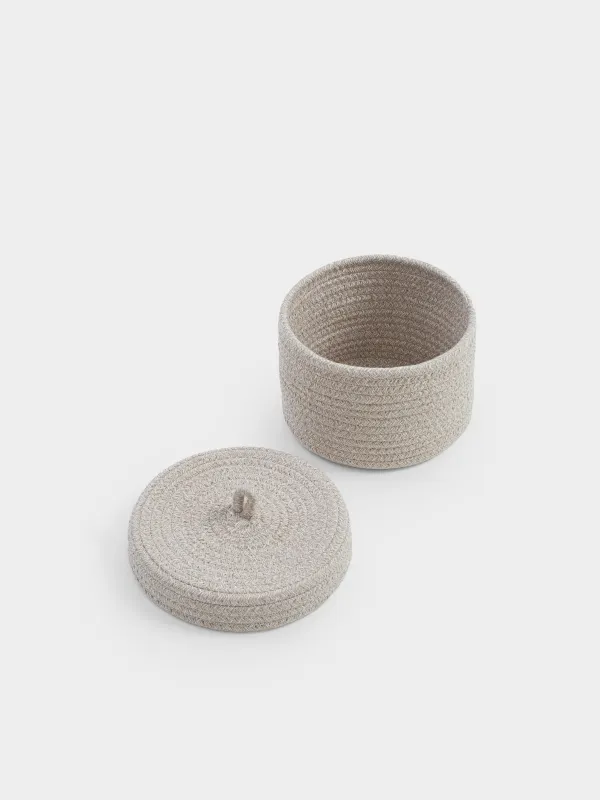 Корзина для хранения, с крышкой, молочная, Tote, image-3