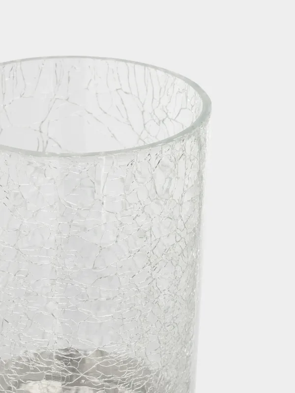 Подсвечник, 32 см, для одной свечи, на ножке, стекло/металл, серебристый, Кракелюр, Fantastic Ice, image-4