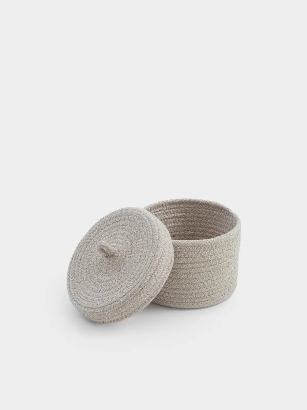 Корзина для хранения, с крышкой, молочная, Tote, image-2