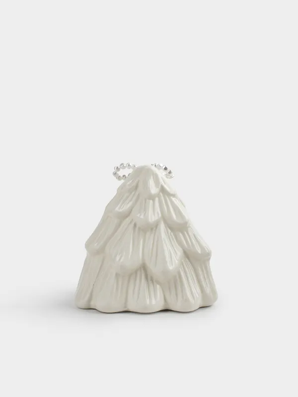 Салфетница, 9 см, керамика D/бисер, молочная, Ель с бантом, Pearl Antarctica, image-3