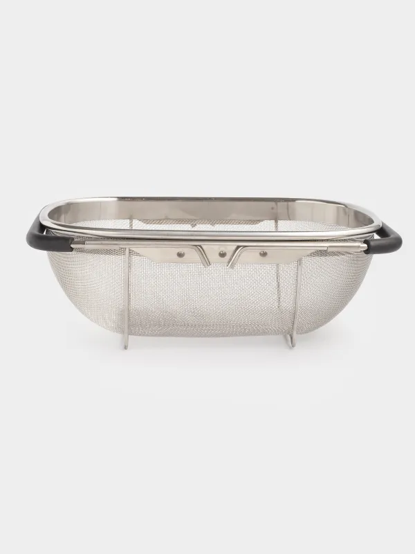 Дуршлаг, 27/40х18 см, на раковину, раздвижной, сталь/ПВХ, черный, Tammy, image-1