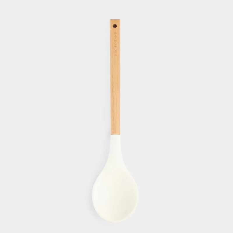 Ложка сервировочная, 32 см, силикон/дерево, бежевая, Provence