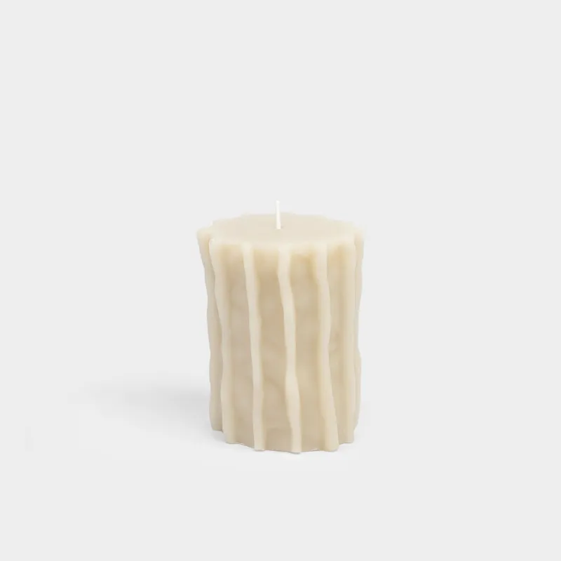 Свеча, 8x10 см, цилиндрическая, молочная, Ribbed candle
