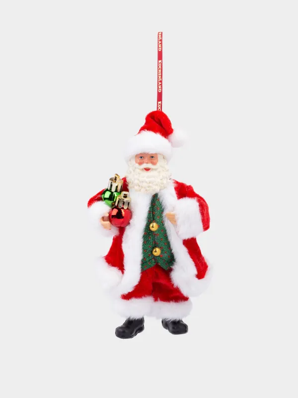 Игрушка елочная, 18 см, пластик/полиэстер, красная, Санта с игрушками, Magic time, image-1