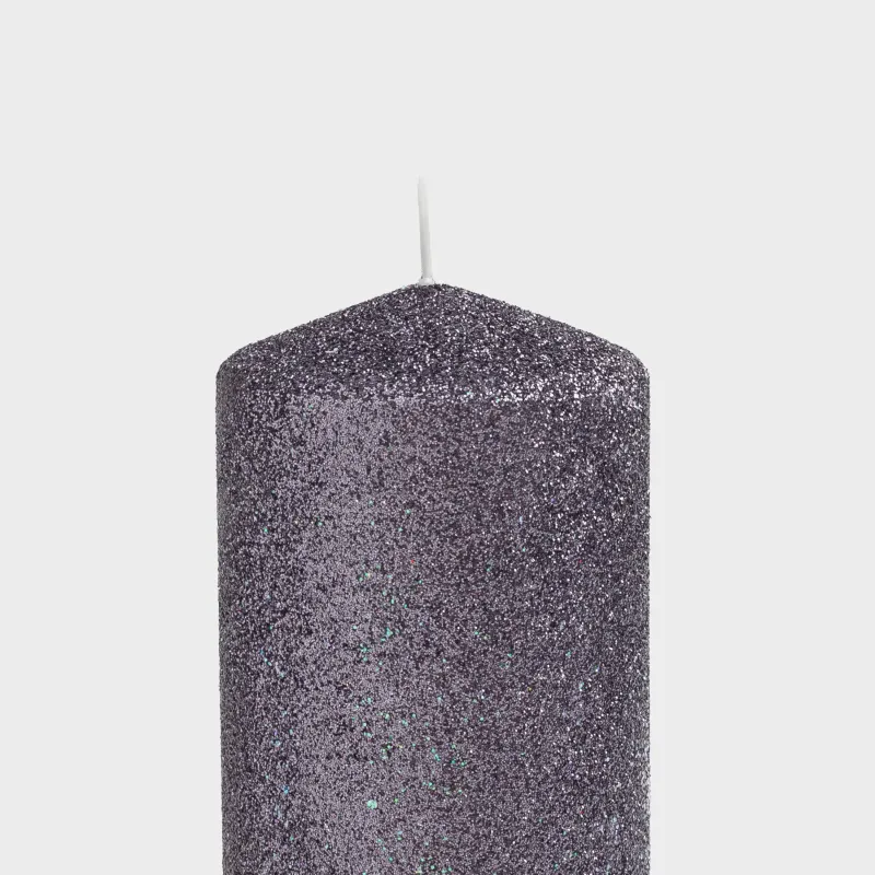 Свеча, 9 см, цилиндрическая, с блестками, графитовая, Sparkly candle, image-2
