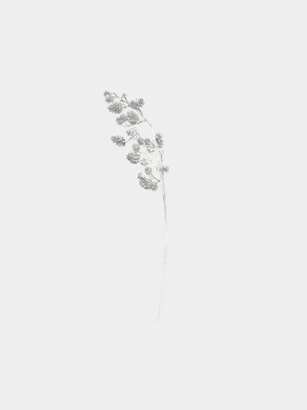 Ветка декоративная, 90 см, Серебристые шишки, Conifer delice, image-0