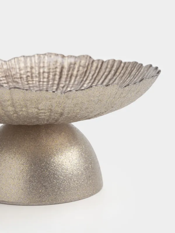 Ваза для фруктов, 21x11 см, на ножке, стекло, коричневая, Raisen, image-2