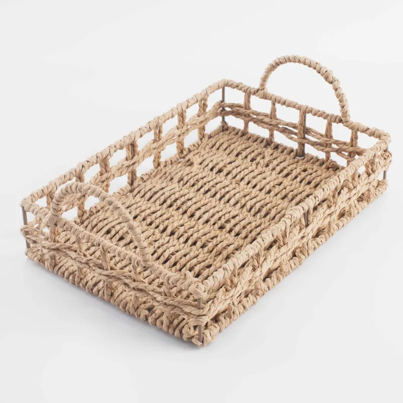 Поднос, 29х20 см, плетеный, с ручками, целлюлоза, прямоугольный, Braided, image-2