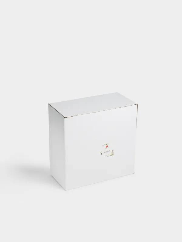 Блюдо глубокое, 26х6 см, керамика D, молочно-серое, Кролик и цыпленок в корзине, Easter, image-5