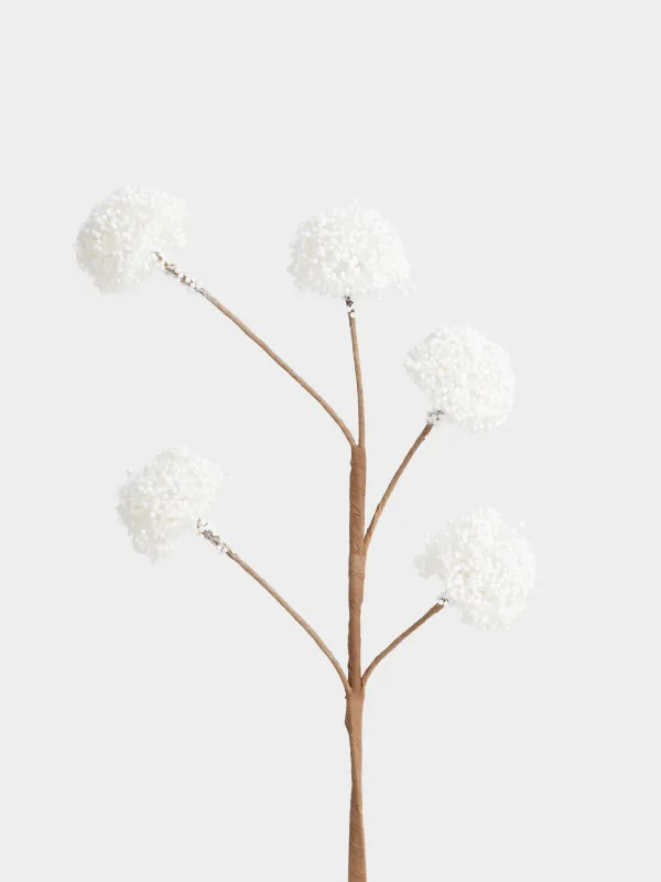 Ветка декоративная, 45 см, пенопласт/металл, Белые бутоны, White Easter decor, image-1