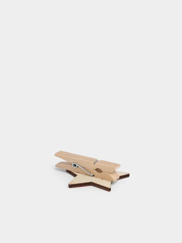 Клипса декоративная, 5 см, 6 шт, Ангел/Звезда/Ель, Figure wood, image-2