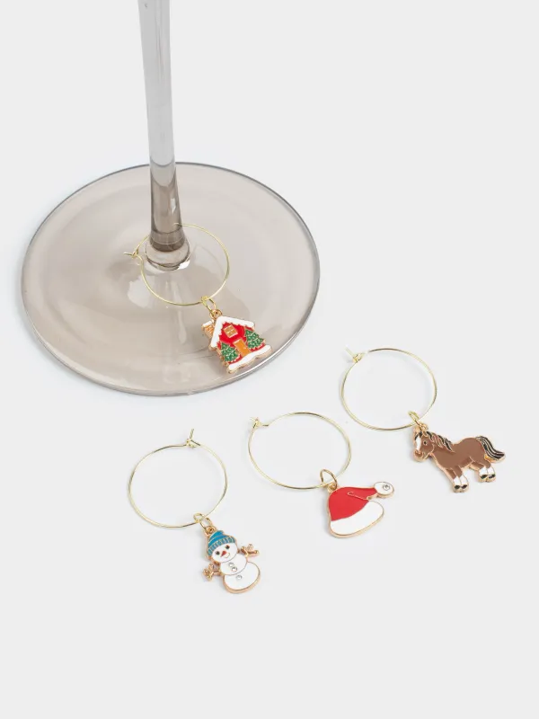 Подвеска для бокала, 4 шт, металл/стразы, Новогодние атрибуты, Christmas time, image-4