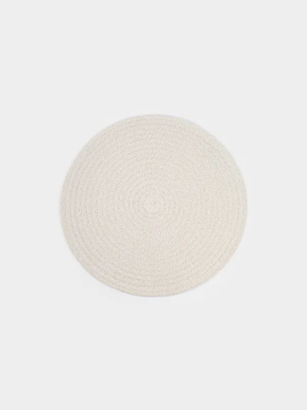 Салфетка под приборы, 38 см, шенилл, круглая, бежевая, Chenill, image-0
