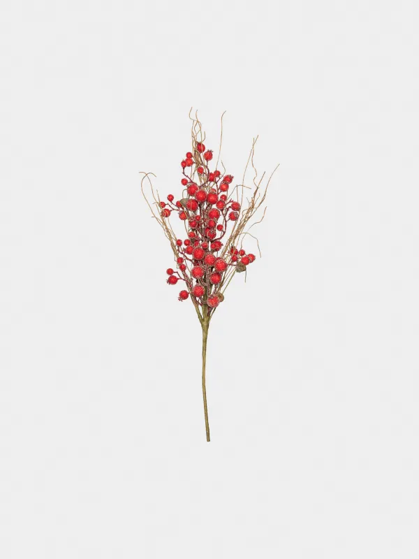 Ветка декоративная, 60 см, Заснеженные красные ягоды, Red berry, image-0