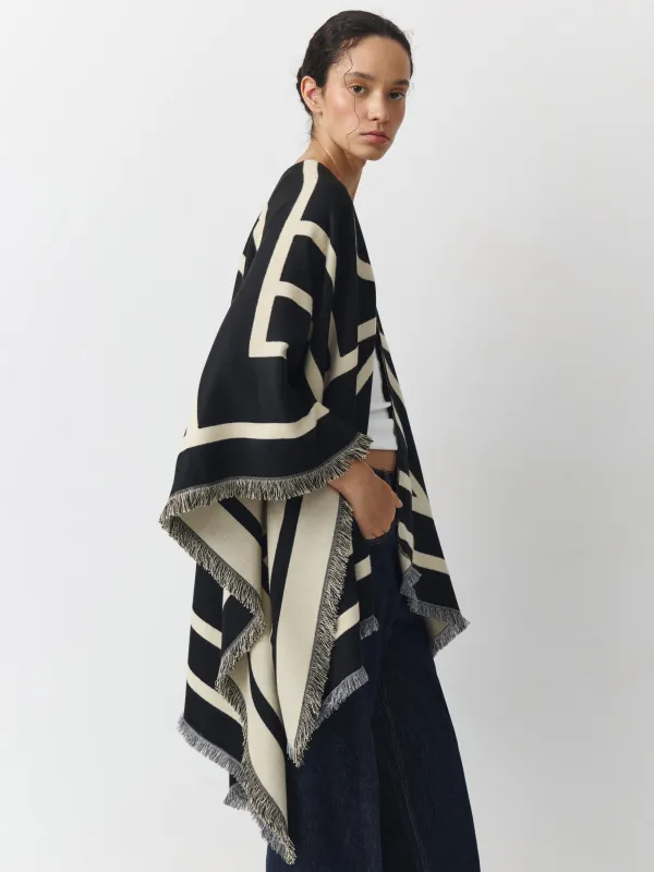 Пончо двустороннее с бахромой, Poncho, image-0