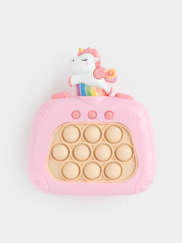 Игрушка развивающая, антистресс, 12х14 см, электронная, пластик, розовая, Единорог, Unicorn, image-0