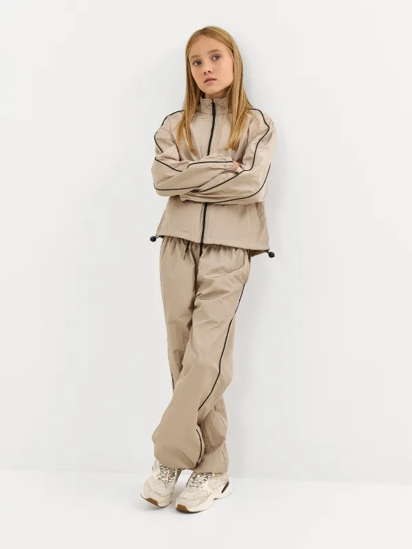 Брюки детские, р. 122 см, для девочек, полиамид/полиэстер, бежевые, Alba, image-3