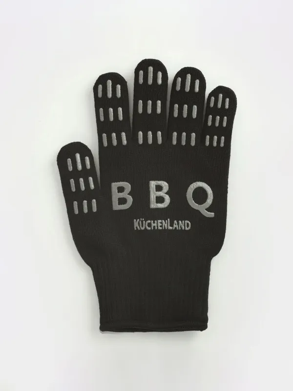 Перчатка термозащитная, размер М, полиэстер/силикон, черная, BBQ, image-0