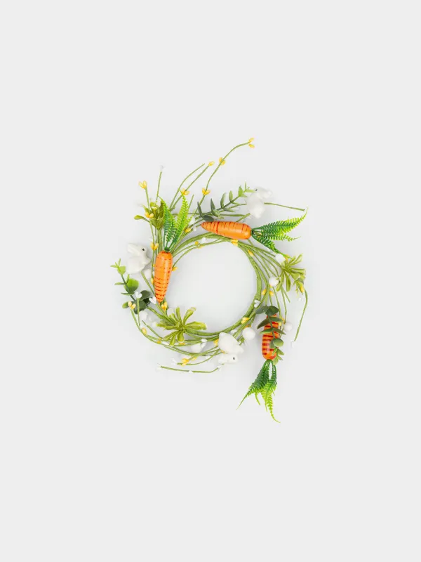 Венок для свечи, 10/20 см, пенопласт/пластик, Кролики и морковка, Natural Easter decor, image-0