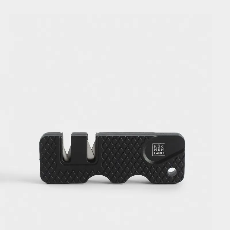 Точило для ножей, 9 см, два этапа заточки, пластик/керамика, черное, Extra-light black