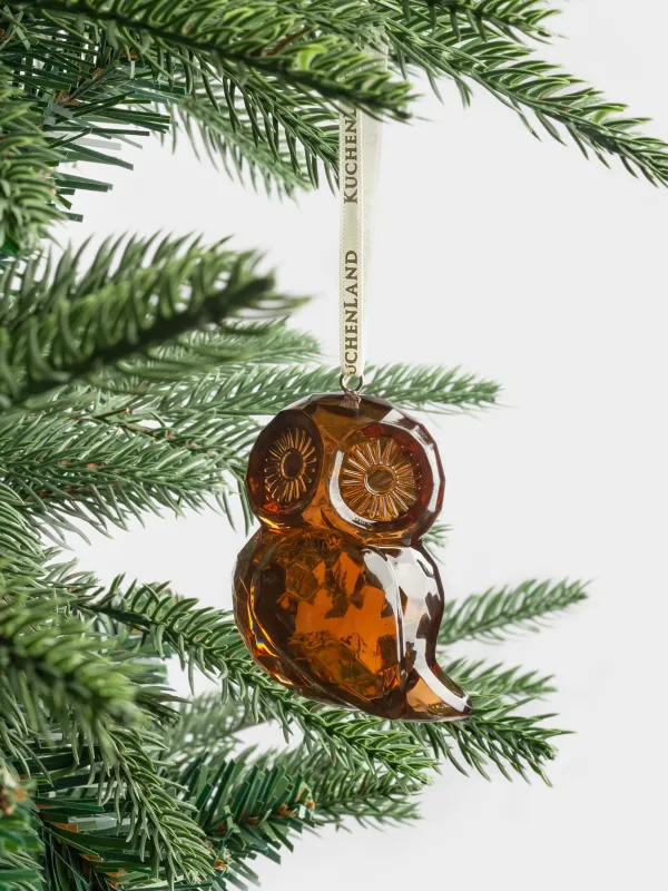 Игрушка елочная, 7 см, акрил, коричневая, Сова, Figure crystal, image-2