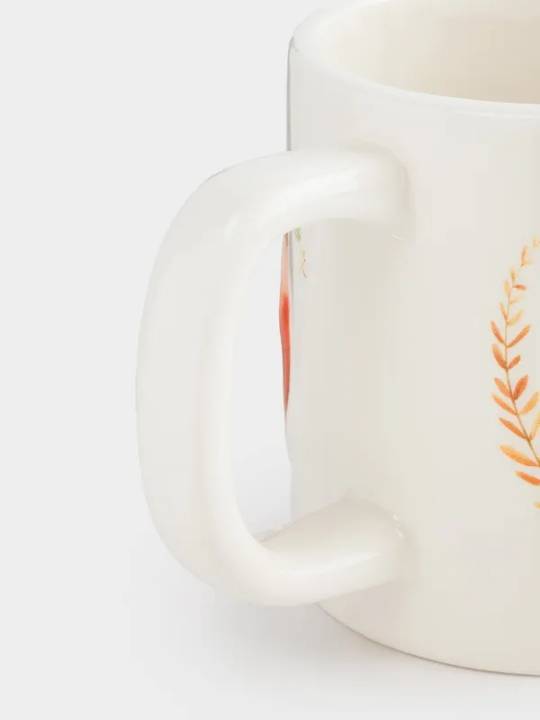 Кружка, 420 мл, керамика, белая, Тыквы и листья, Forest symphony, image-2