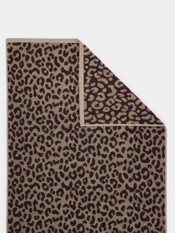 Полотенце, 70х140 см, хлопок, коричневое, Леопардовый принт, Leopard cotton, image-7