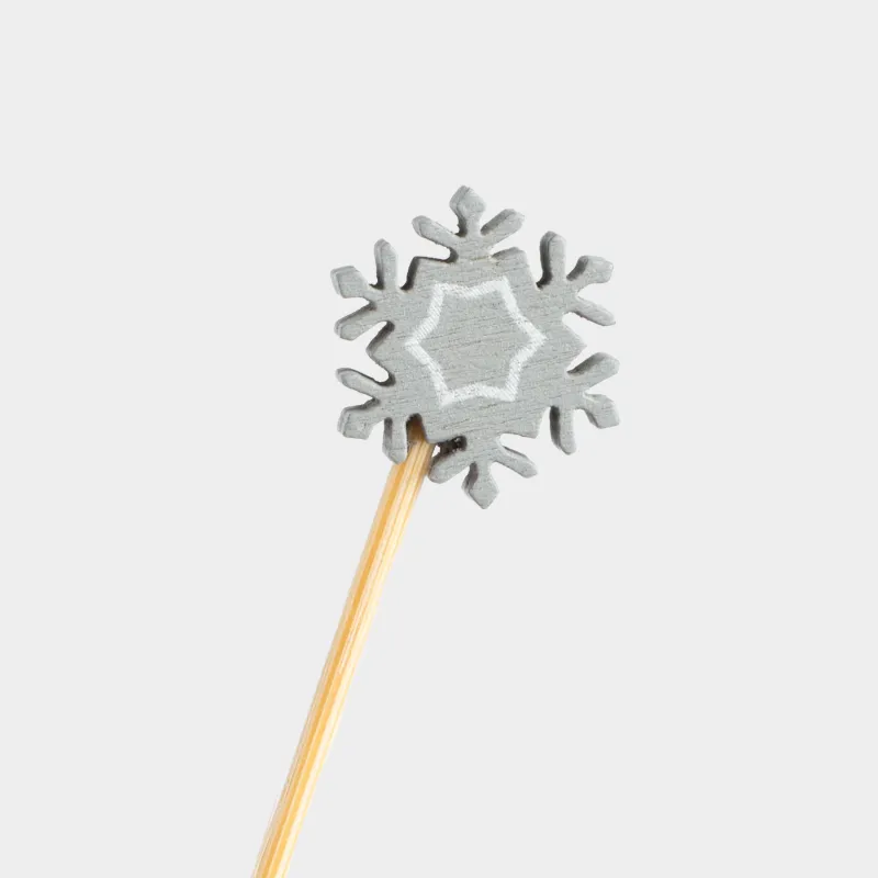 Шпажка для канапе, 9 см, 20 шт, бамбук, серебристая, Снежинка с узором, Elegant details, image-2