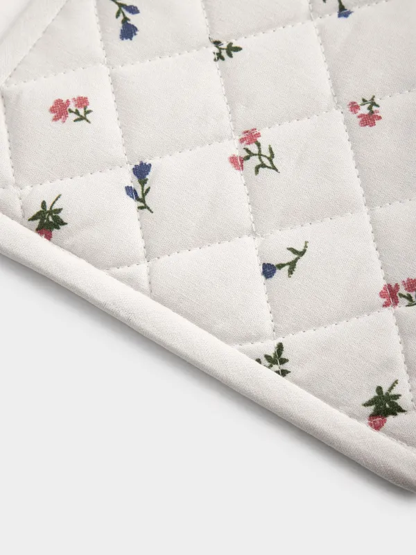 Прихватка, 20x20 см, хлопок, квадратная, бежевая, Цветы, El flora, image-3