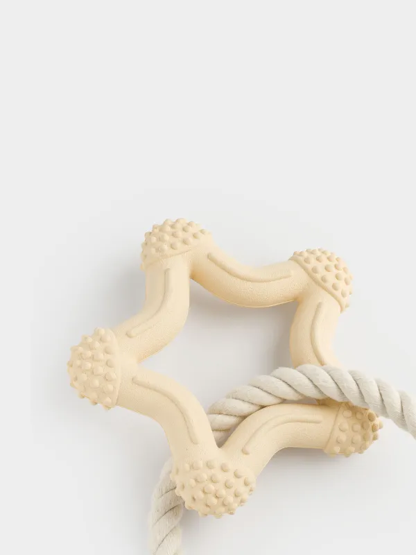 Игрушка для собак, 24 см, резина/хлопок, бежевая, Звезда на канате, Playful pet, image-2