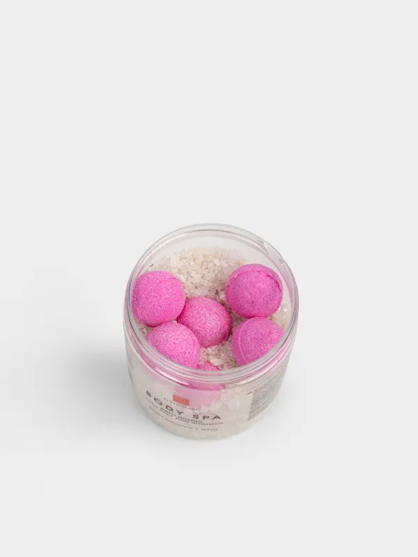 Бомбочка для ванны, 500 гр, 10 шт, с солью и шиммером, в банке для хранения, Ягодный смузи, Body spa, image-1