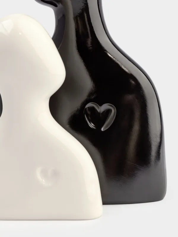 Статуэтка, 17х19 см, полирезин, черно-молочная, Влюбленные, Two faces, image-6