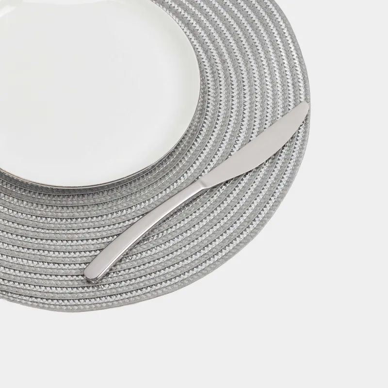 Салфетка под приборы, 38 см, полипропилен, круглая, серебристая, Circle, image-2