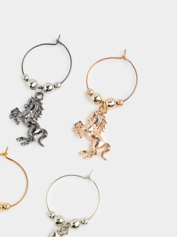 Пробка для винной бутылки с подвесками, 5 пр, металл/бусины, Конь, Horse silver, image-2