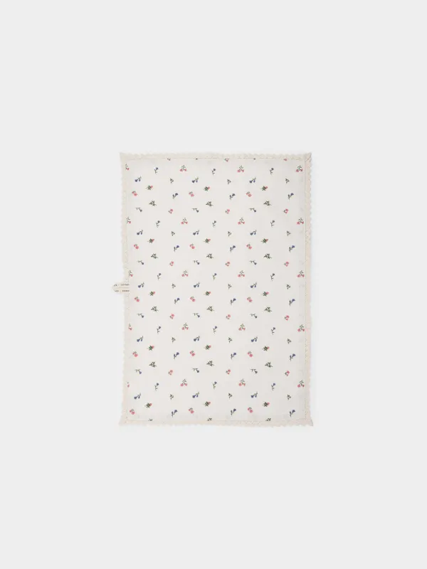 Полотенце кухонное, 40х60 см, с кружевом, хлопок, бежевое, Цветы, El flora, image-0