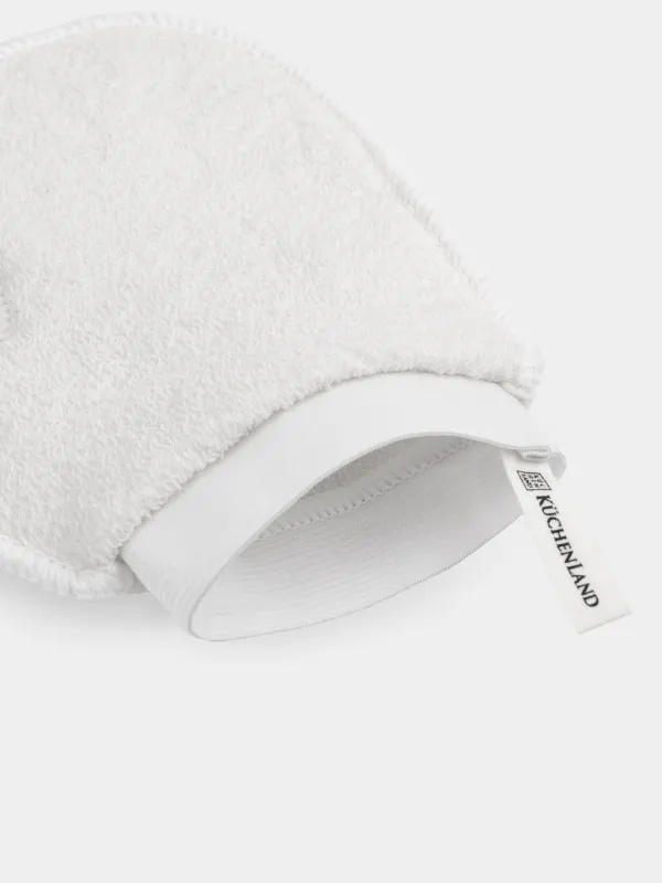 Мочалка-варежка для мытья тела, 21х17 см, отшелушивающая, полиэстер/нейлон, белая, Unique spa, image-3